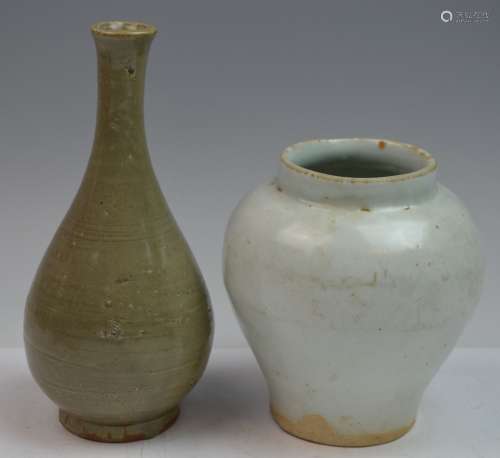 Two Chinese Ming Dynasty Porcelain Jar and Vase