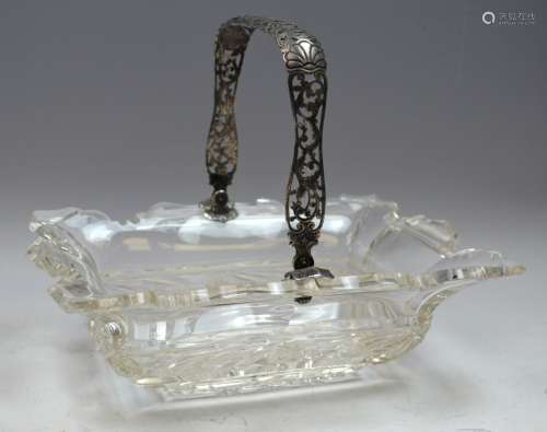 19th C. Continental Sterling Glass Basket