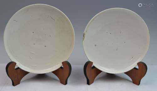 2 Chinese Song Dynasty Ding Ware Porcelain Plates