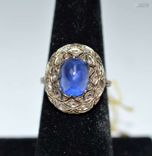 Sapphire 14 K White Gold Ring