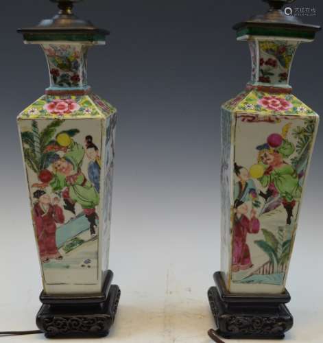 Pr 18th Cen Chinese Famille Rose Vases Lamp