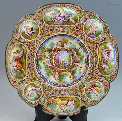 19th Century Venies Silver Enamel Plate