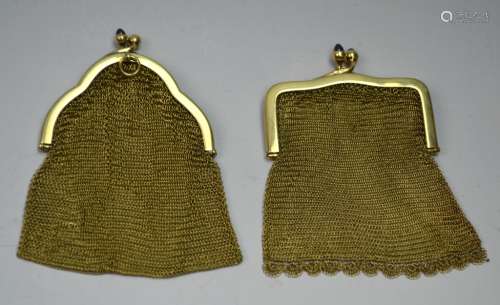 Two 18K Gold French Signed Mesh Bags