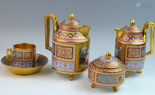 Set of 4 Pieces Royal Vienna Tea Set