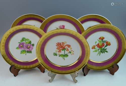 6 Pieces 19th Century French Porcelain Plates