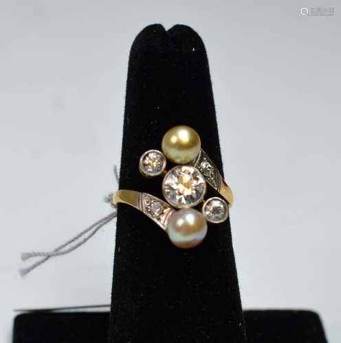 Natural Pearl & Diamond Ring