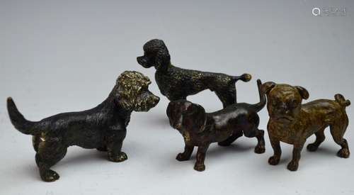 Set of 4 Viennese Bronze Dogs