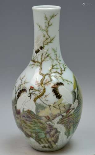 Chinese Famille Rose Porcelain Bird Vase