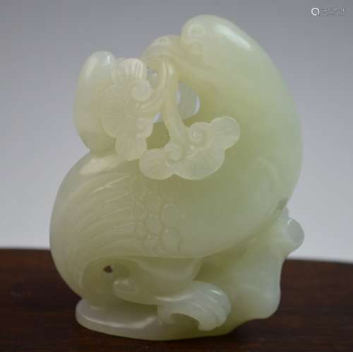 Chinese Jade Carved Bird with lingzhi