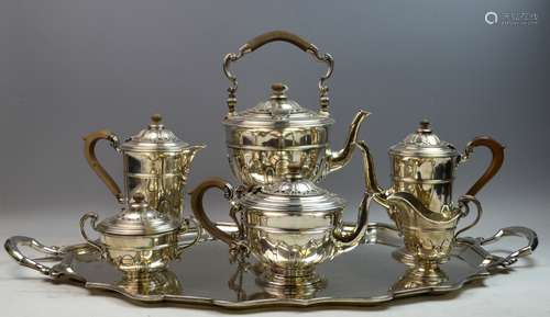 English Sterling Silver Complete Tea Set and Tray