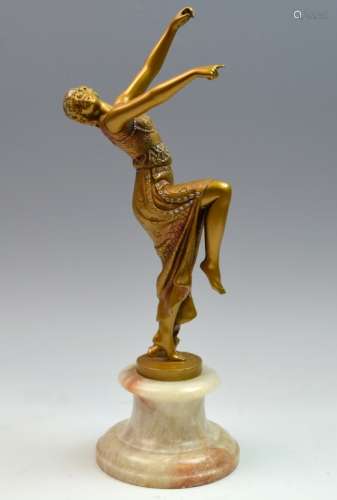 Art Deco Bronze of Erotic Dancing Sculpture Signed