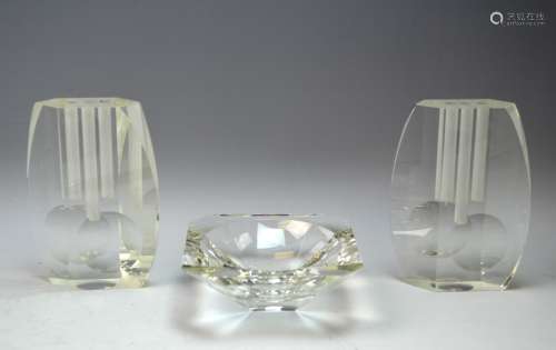 3 Pieces Russian Art Deco Crystal Set