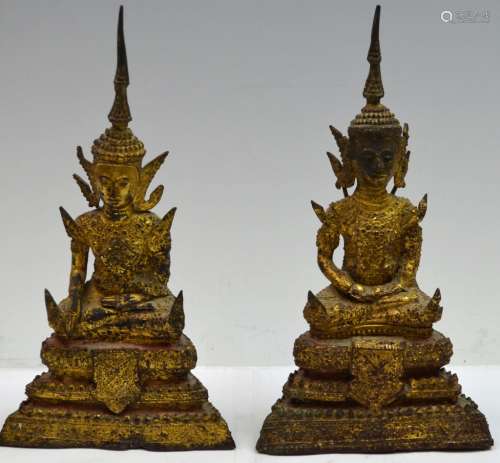 Pair of Thailand Bronze Gilt Buddha Statue