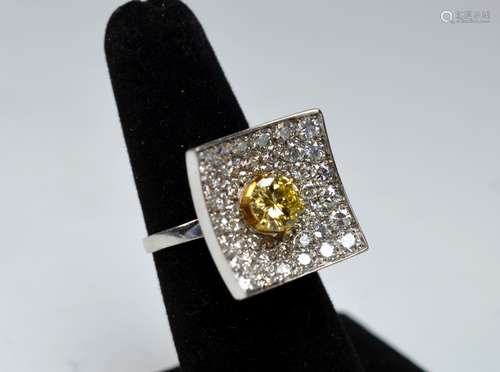 Color Diamond & White Diamond Ring