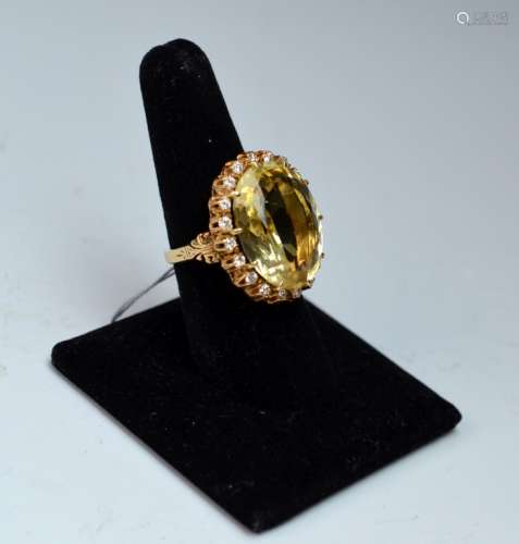 Citrine Gold & Diamond Ring with GIA