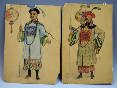 Pair of Chinese Water Color Painting