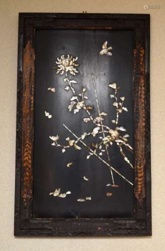 Chinese Wood Panel Inlaid with Mother Pearl
