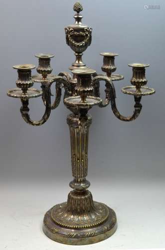 19th Century Silver Plate Bronze Candelabra