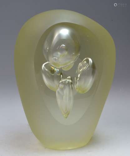 Modern Glass Sculpture Signed