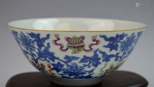 Chinese Blue and White Famille Rose Porcelain Bowl