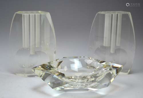 3 Pieces Art Deco Russian Glass Set