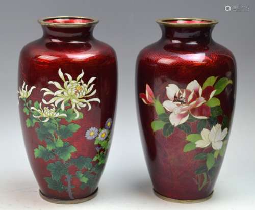 Pair of Japanese Cloisonne Vases