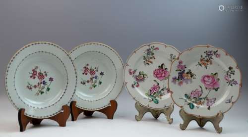 4 Chinese 18th/19th C. Export Porcelain Plates