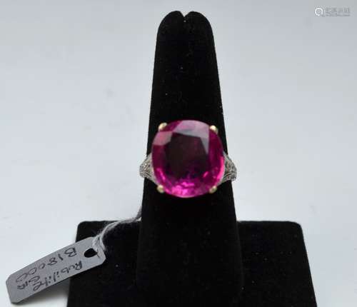 Art Deco Rubellite Diamond Ring