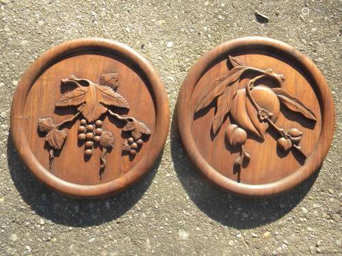 Pair of Antique Chinese Carved Rosewood Panels