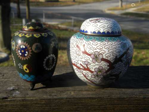 Two Antique Cloisonne Pots
