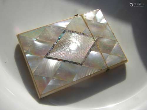 Antique Mother Of Pearl Name Card Case