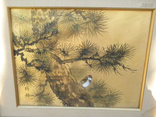 Antique Chinese Painting Bird and Pinetree