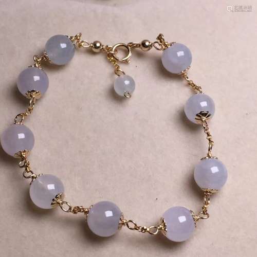 18K Gold Natural Purple Jadeite Bracelet