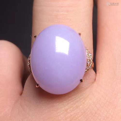 18K Gold Diamond Natural Purple Jadeite Ring