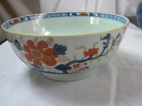 Antique Chinese Blue and White and Red big Bowl