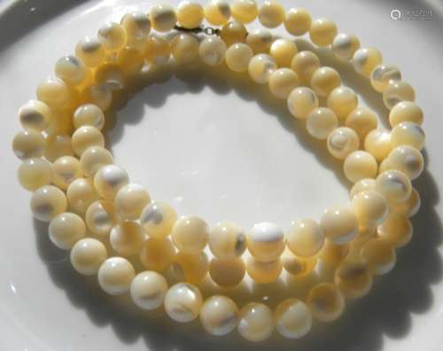Antique Chinese Shell Round Beads Necklace