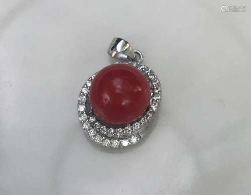 Vintage Natural Ox Blood Round Red Coral Pendant