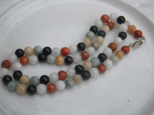 Vintage Multi-Color Jadeite Bead Necklace