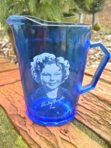 Antique Blue Glass Shirley Temple Cup