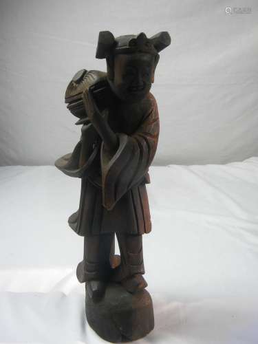 Antique Chinese Carved Boy Statue