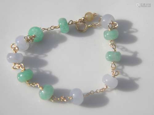 14K Gold Natural Jadeite Bracelet