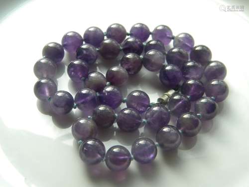 Vintage Natural Amethyst Round Bead Necklace