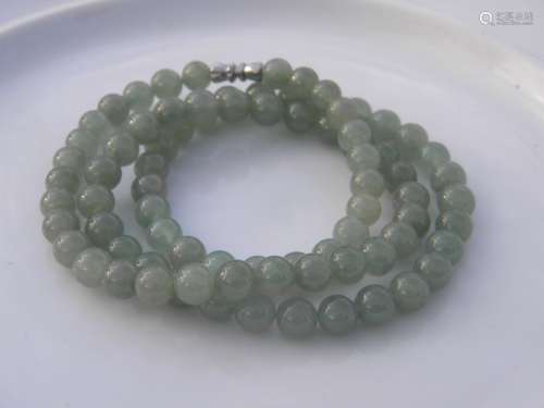 Natural Green Jadeite Bead Necklace