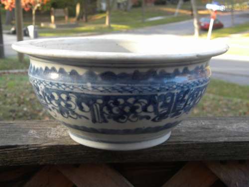 Antique Chinese Blue and White Bowl, diameter 8