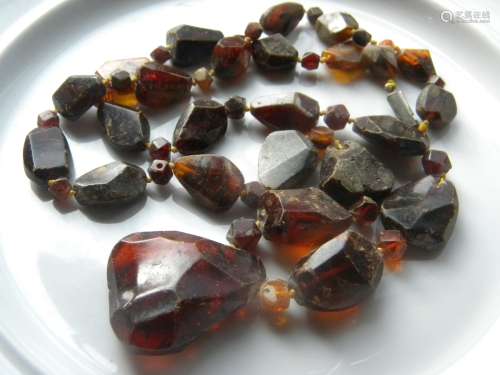 Antique Baltic Amber Necklace with Pendant