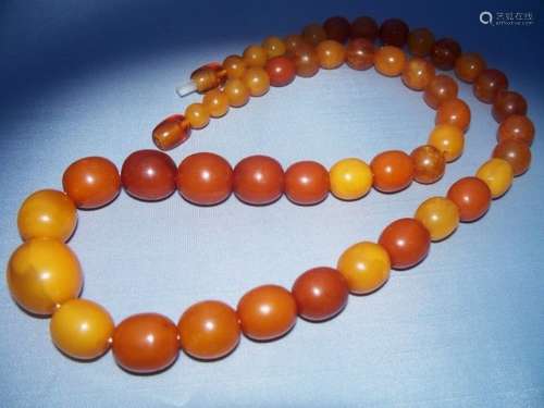 Antique Natural Butterscotch Egg Yolk Amber Necklace