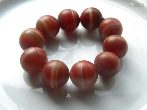 Antique Chinese Round Bead Carnelian Bracelet