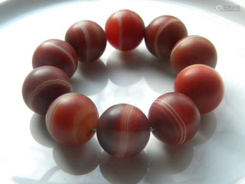 Antique Chinese Round Bead Carnelian Bracelet