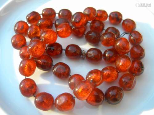 Antique Amber Bead Necklace