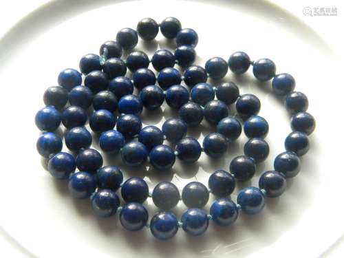 Vintage Natural Lapis Round Bead Necklace